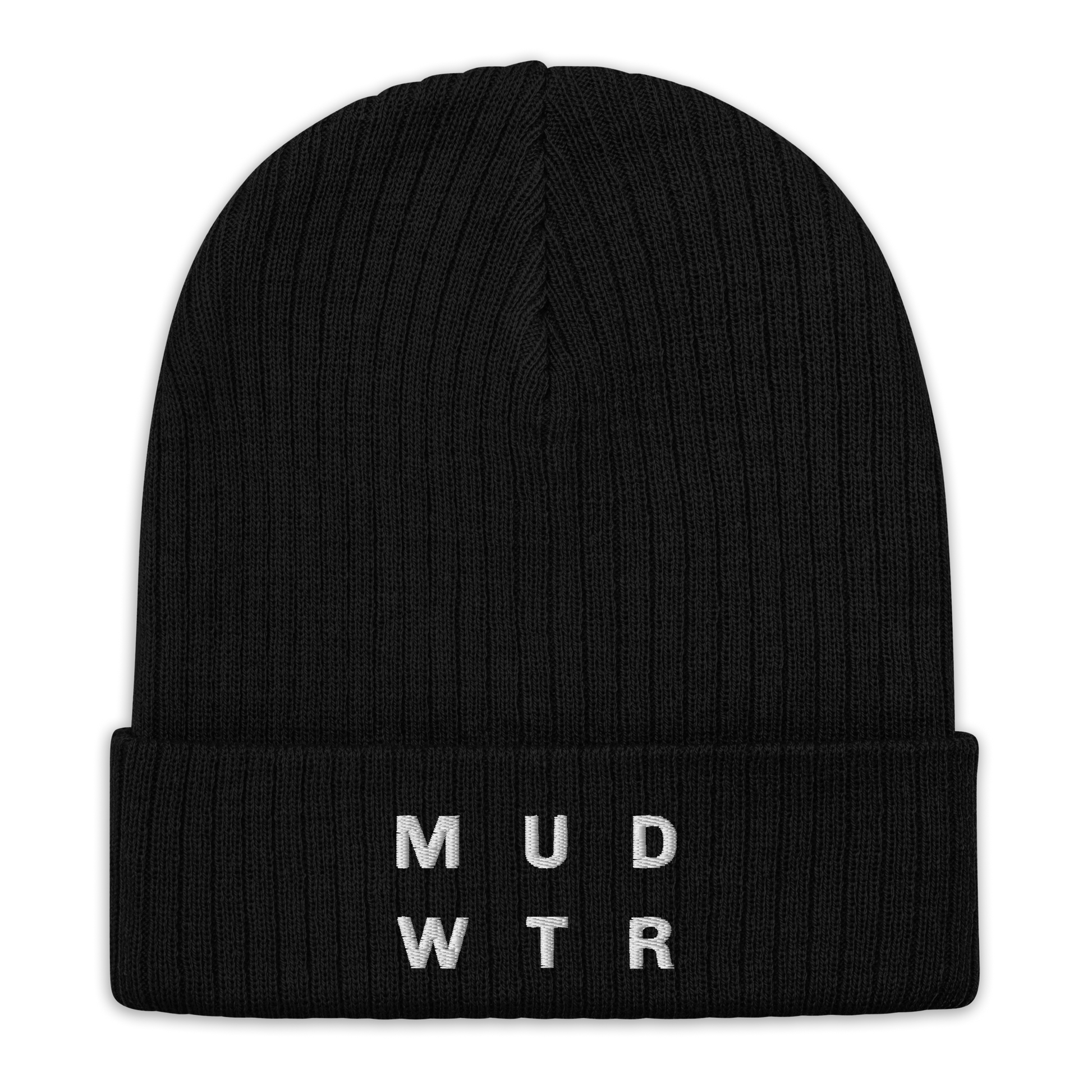mud-wtr-beanie-v0 ribbed-knit-beanie-black-front-6478f6ebce026.png